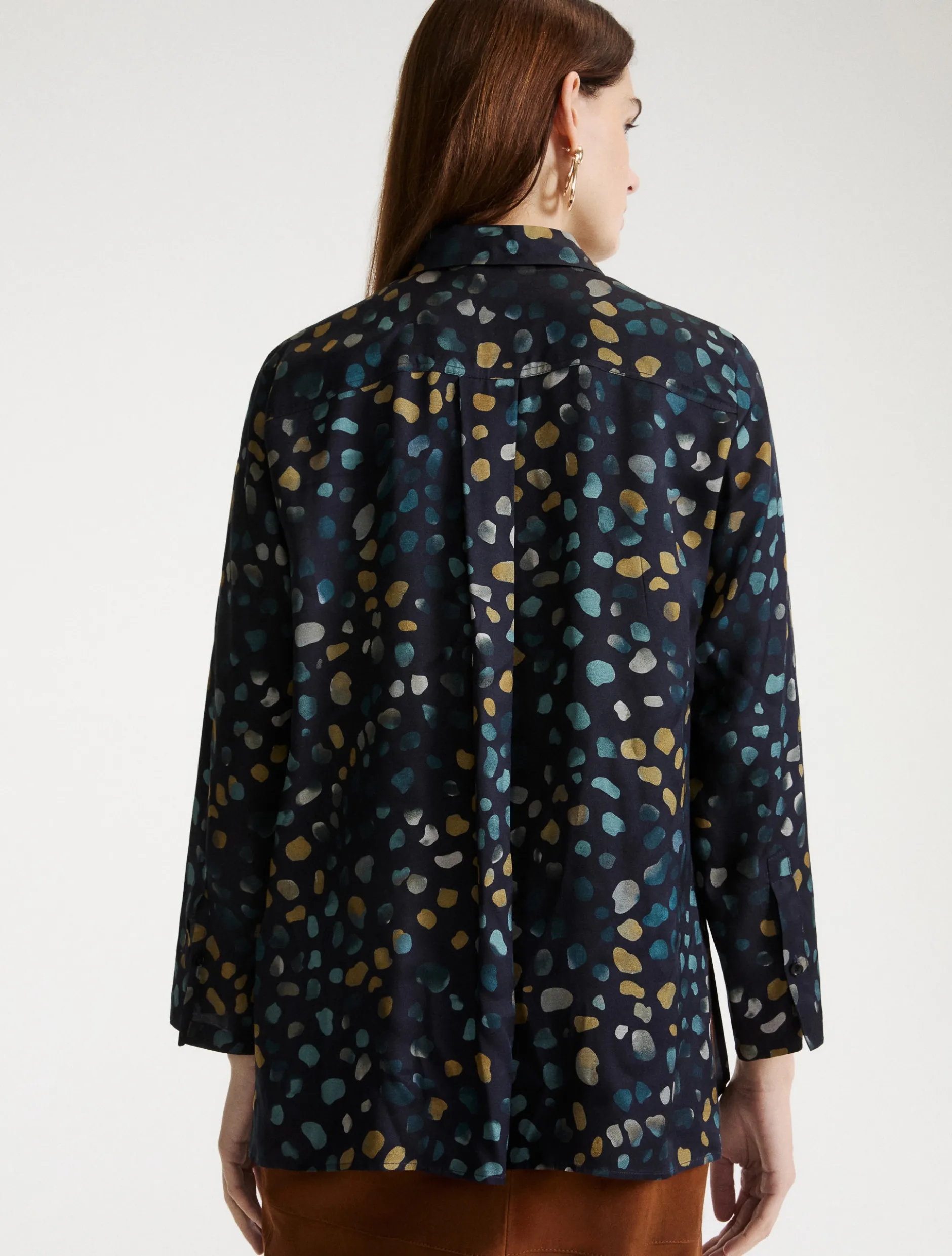 Camicia in twill stampato - NAVY