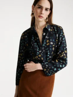 Camicia in twill stampato - NAVY