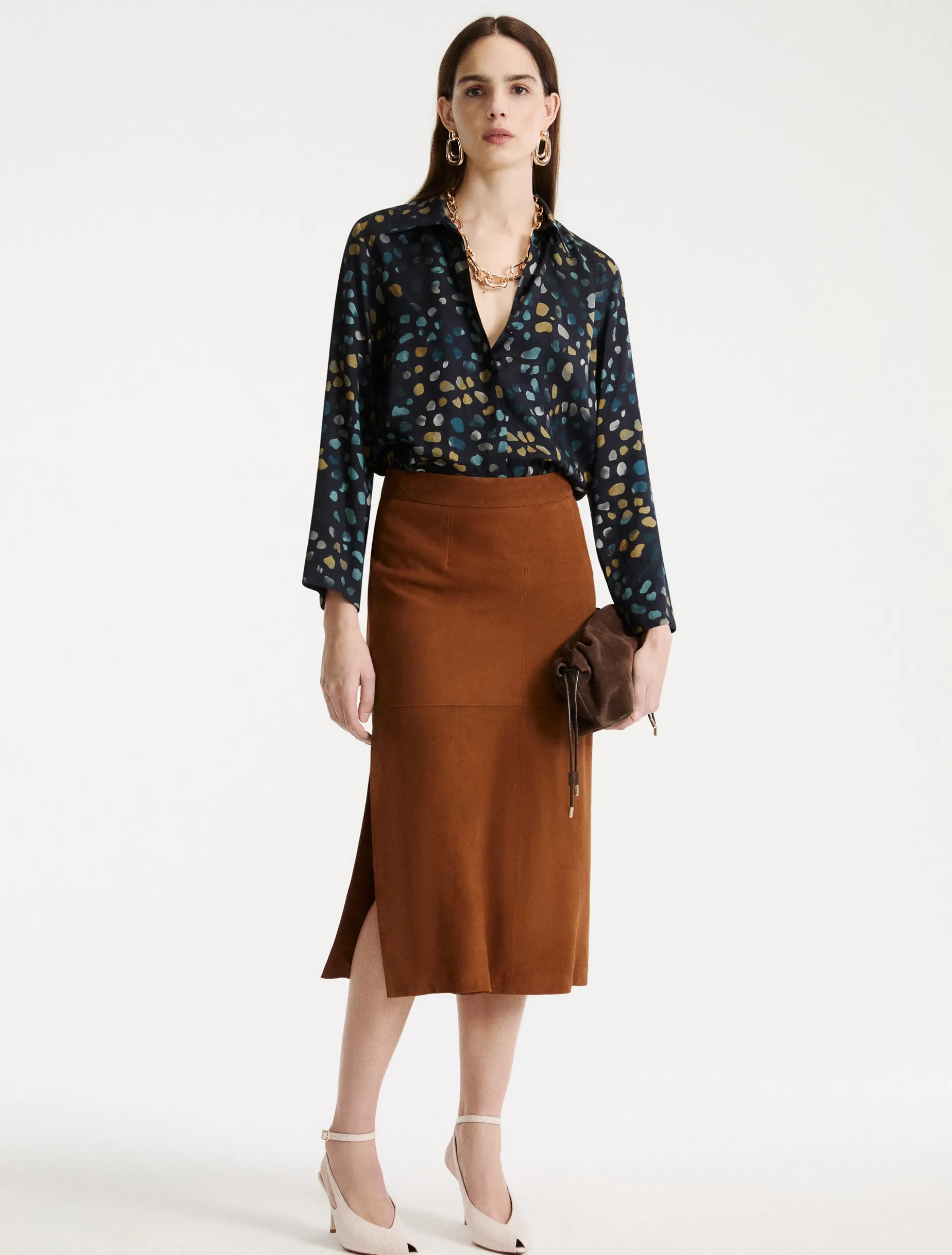 Camicia in twill stampato - NAVY
