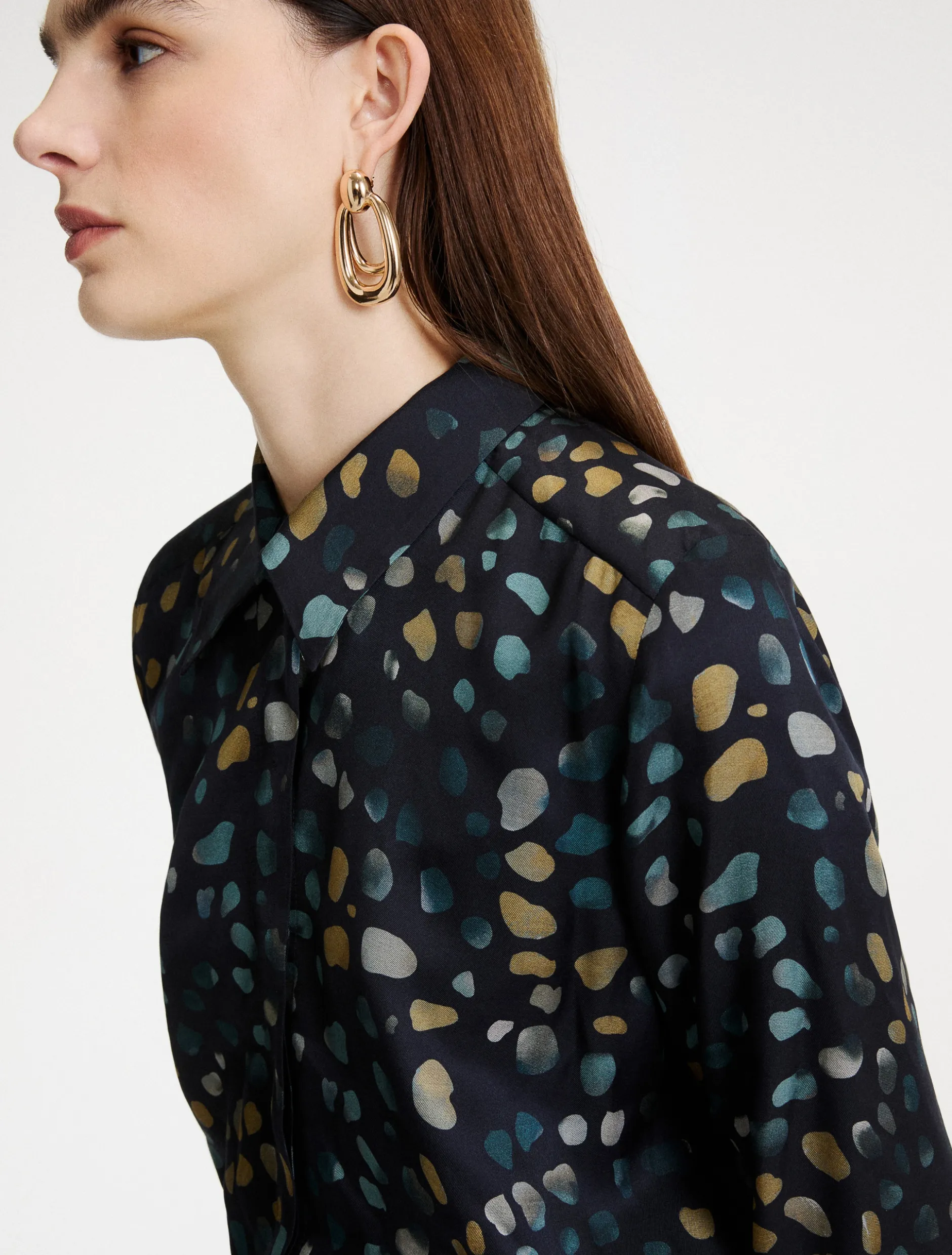 Camicia in twill stampato - NAVY