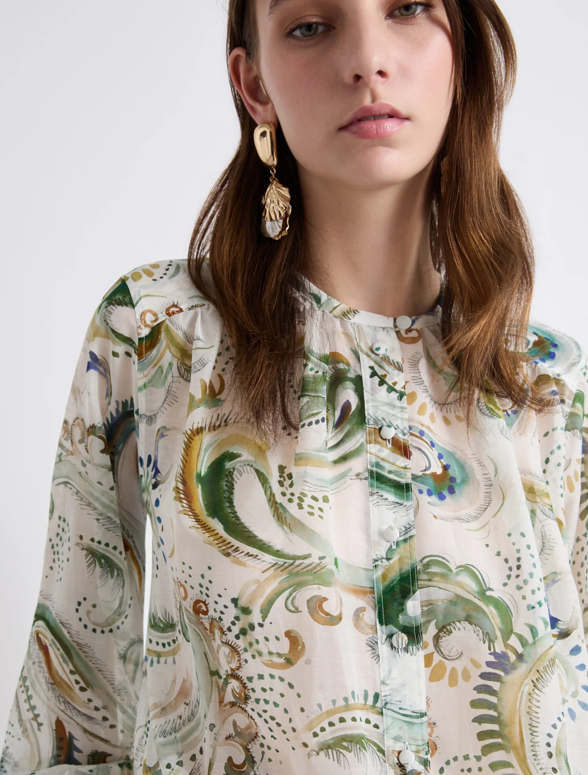 Camicia in voile di seta - BIANCO OTTICO