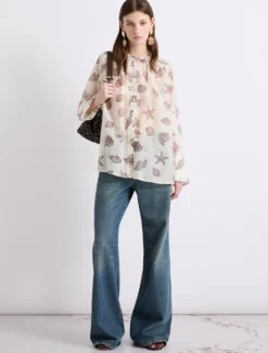 Camicia in voile di seta - BIANCO LANA