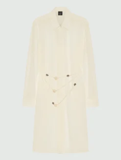Camicia lunga in georgette con collana - BIANCO LANA