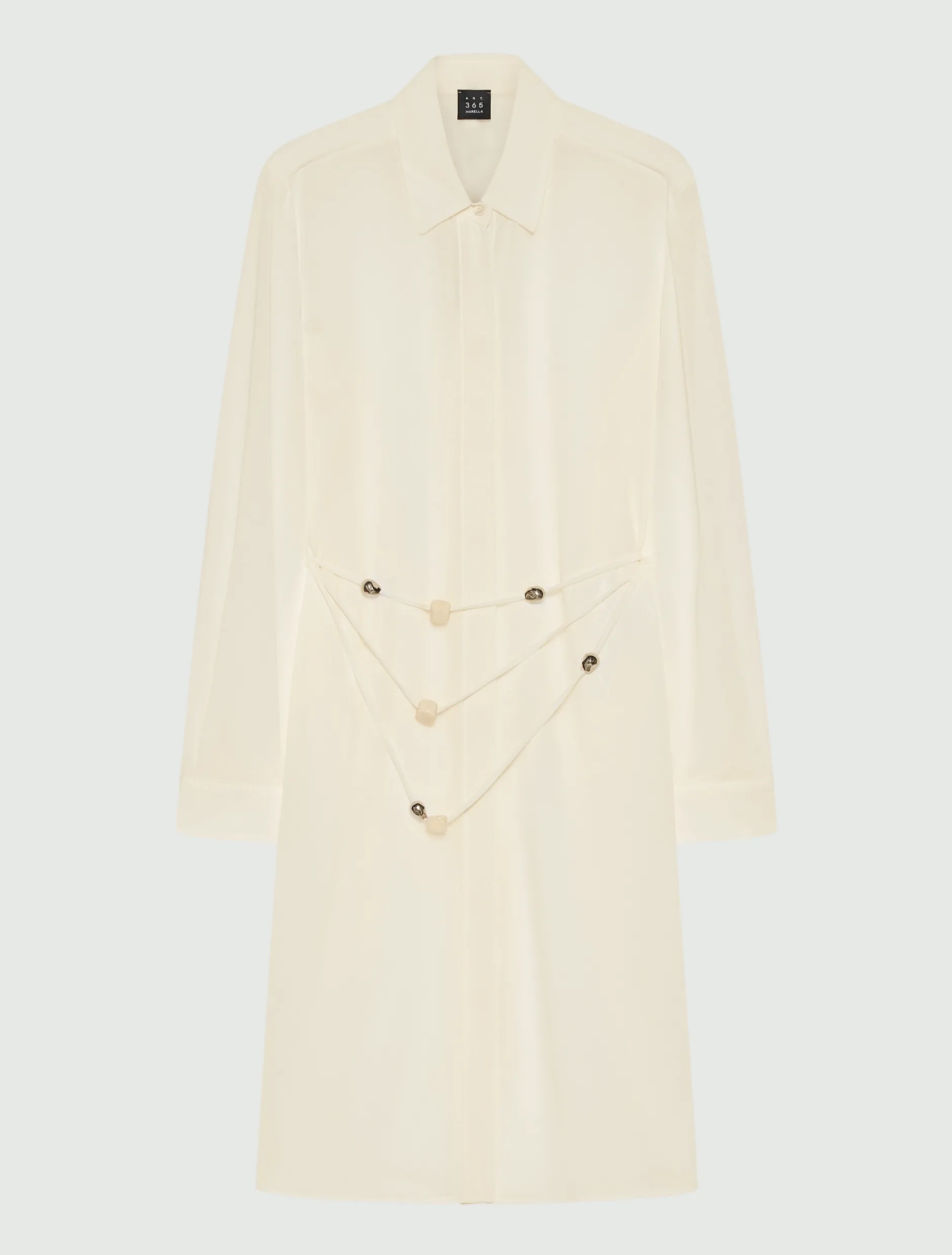 Camicia lunga in georgette con collana - BIANCO LANA
