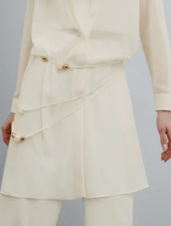 Camicia lunga in georgette con collana - BIANCO LANA