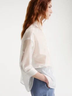 Camicia over in organza - Bianco