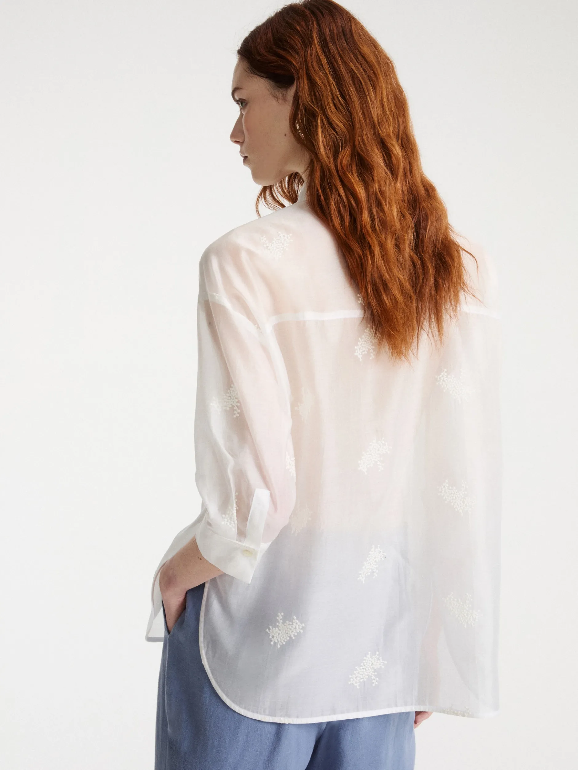 Camicia over in organza - Bianco