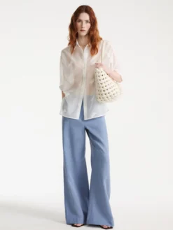 Camicia over in organza - Bianco