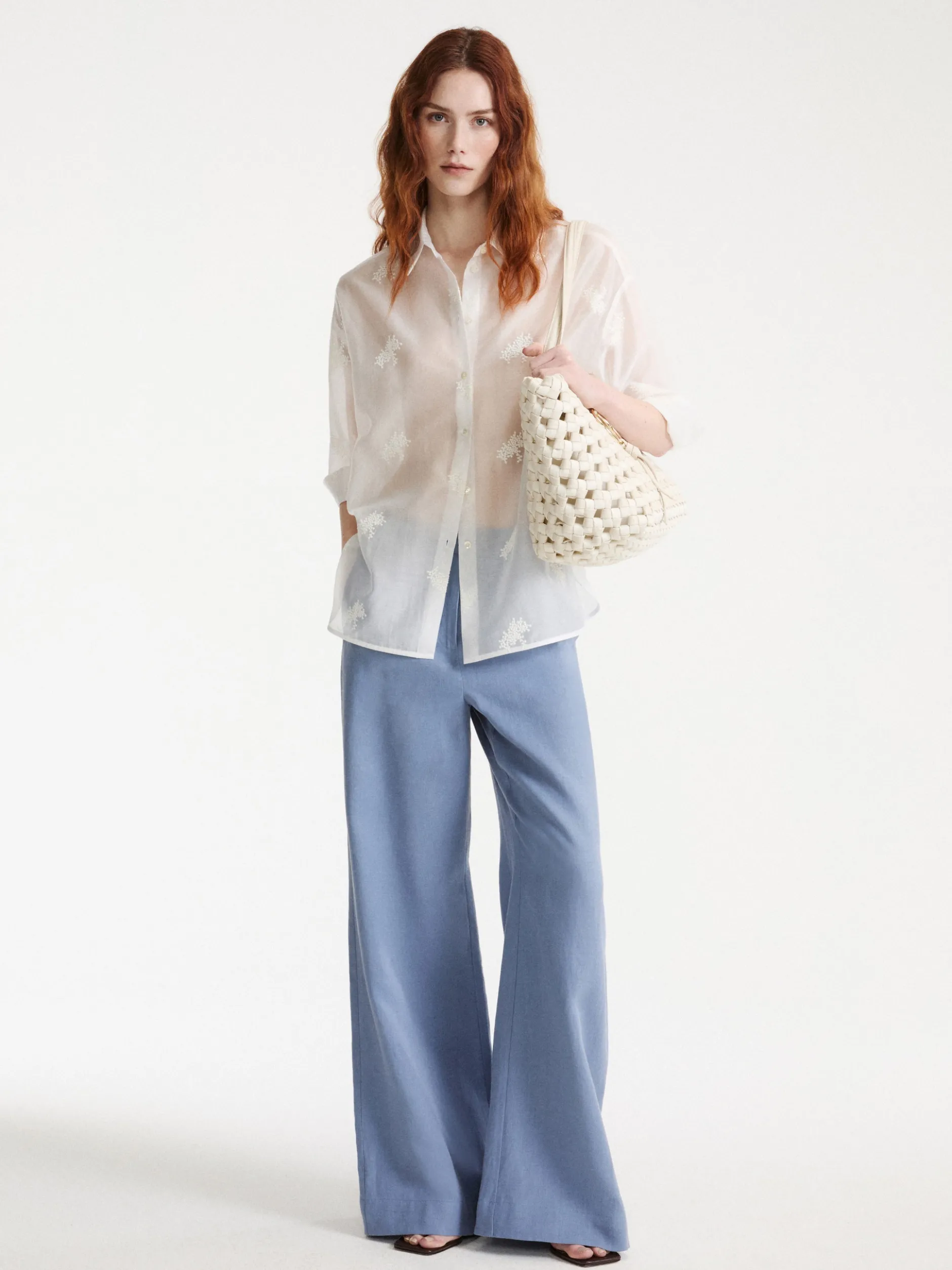 Camicia over in organza - Bianco