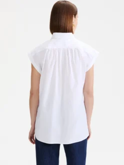 Camicia smanicata in popeline - BIANCO OTTICO