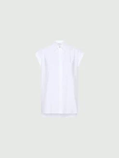Camicia smanicata in popeline - BIANCO OTTICO