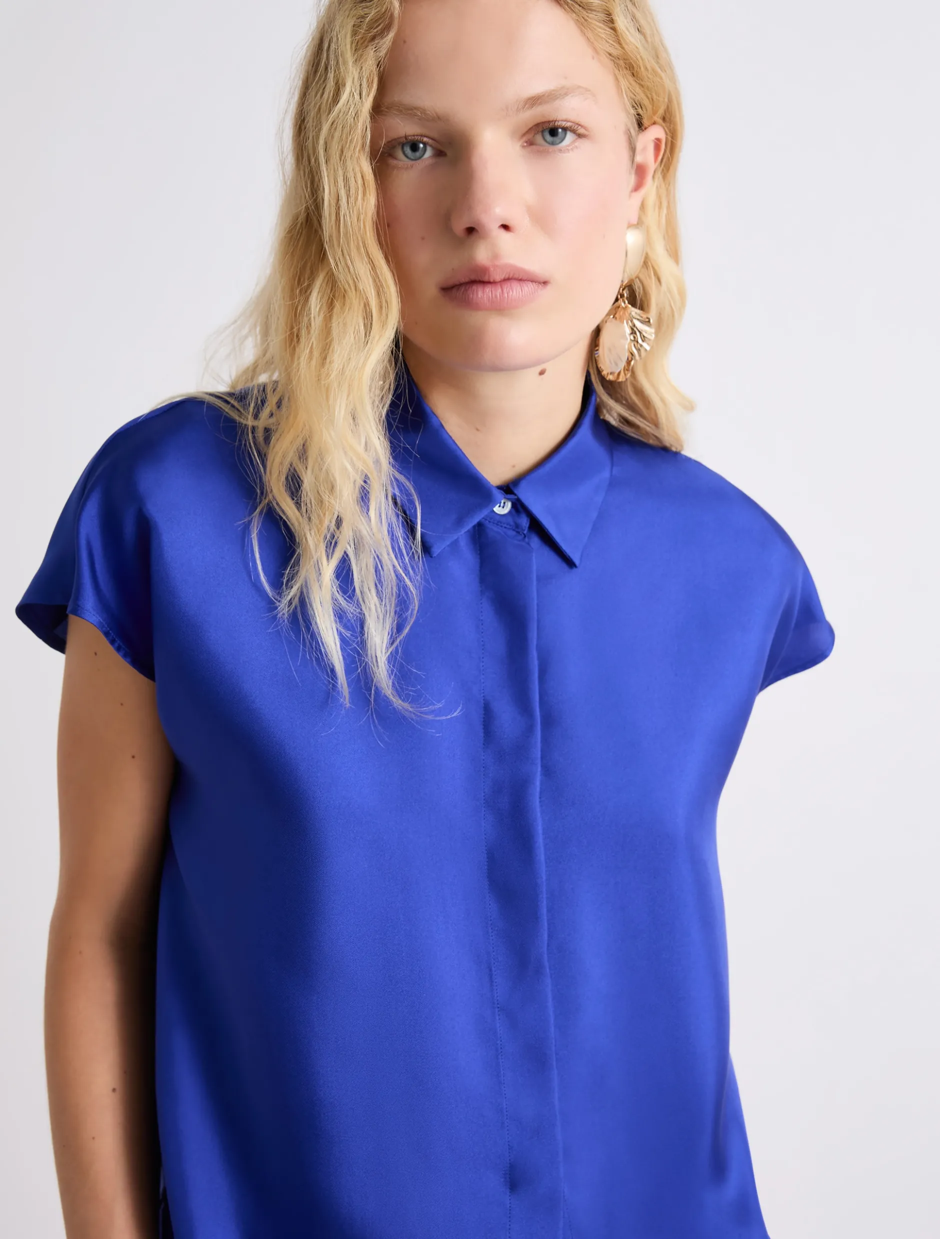 Camicia smanicata in seta - BLUETTE