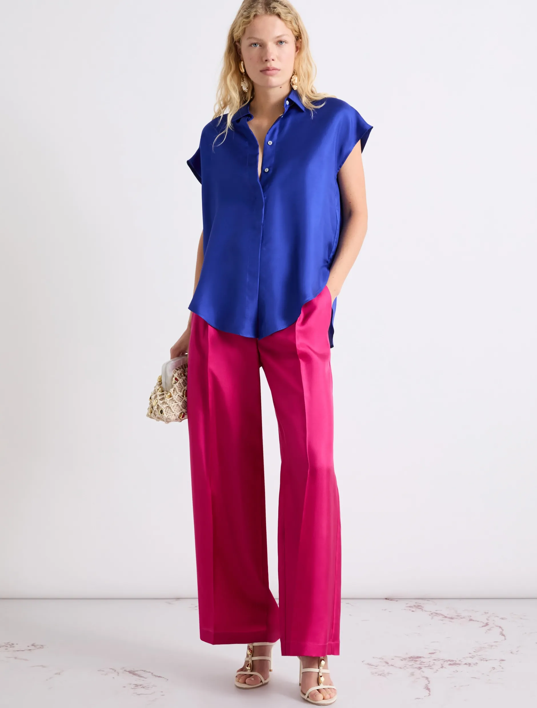 Camicia smanicata in seta - BLUETTE