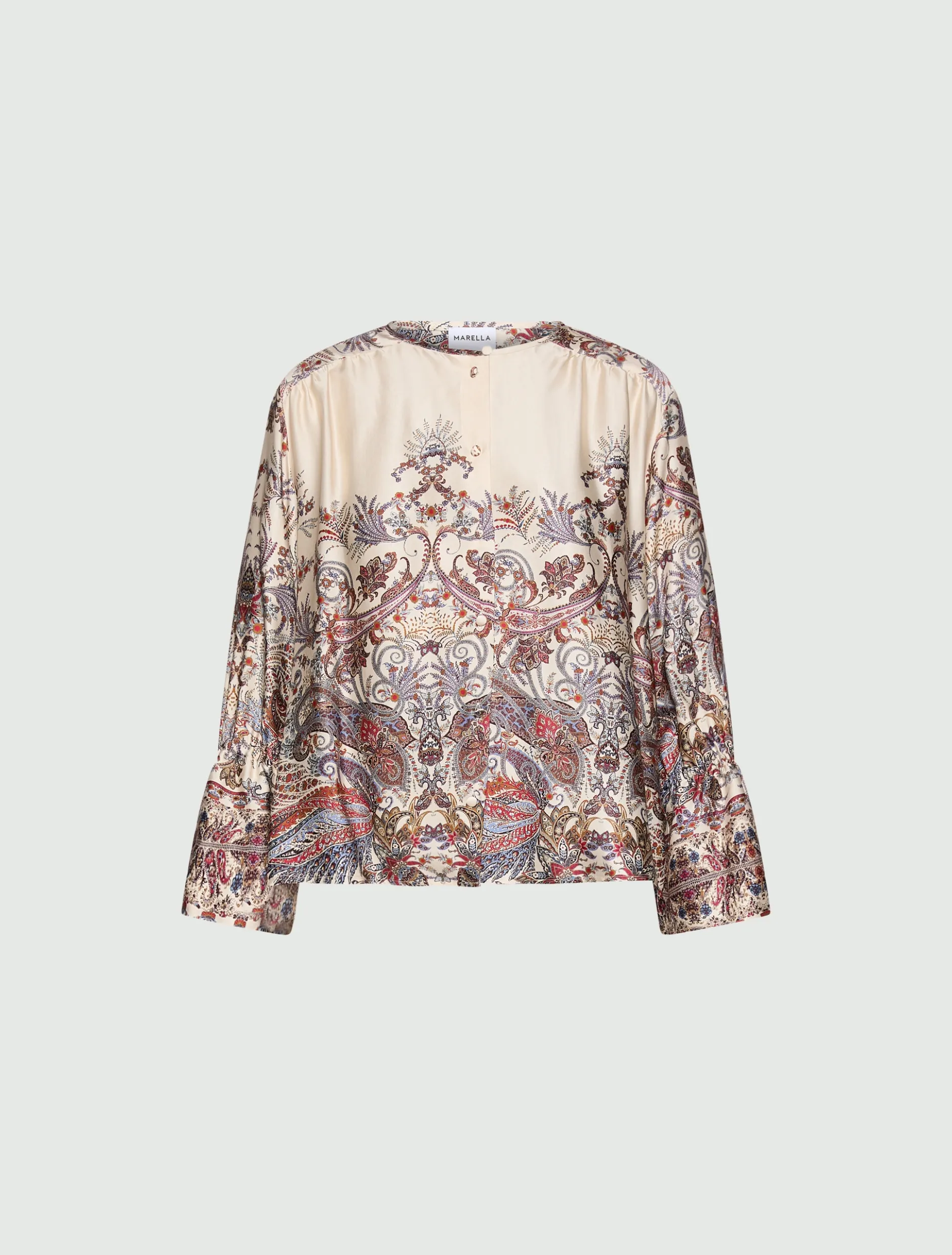 Camicia stampata in raso - PANNA
