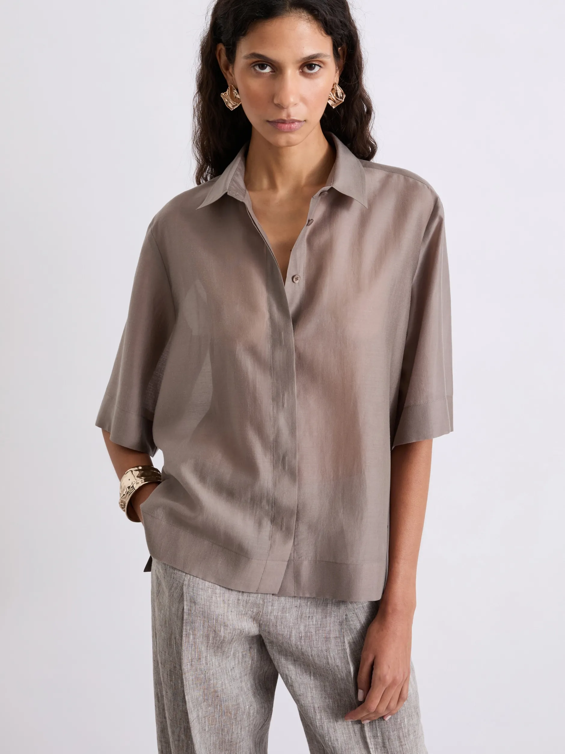 Camicia svasata in organza - STONE