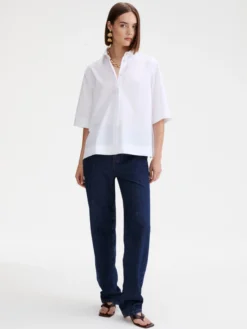 Camicia svasata in popeline - BIANCO OTTICO