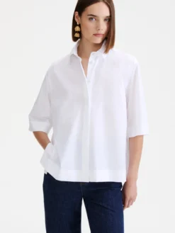 Camicia svasata in popeline - BIANCO OTTICO