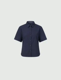 Camicia svasata in popeline - Blu
