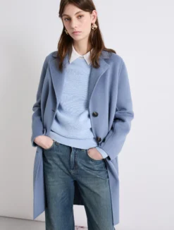 Cappotto monopetto in double - AZZURRO