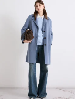 Cappotto monopetto in double - AZZURRO