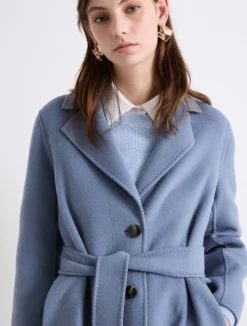 Cappotto monopetto in double - AZZURRO