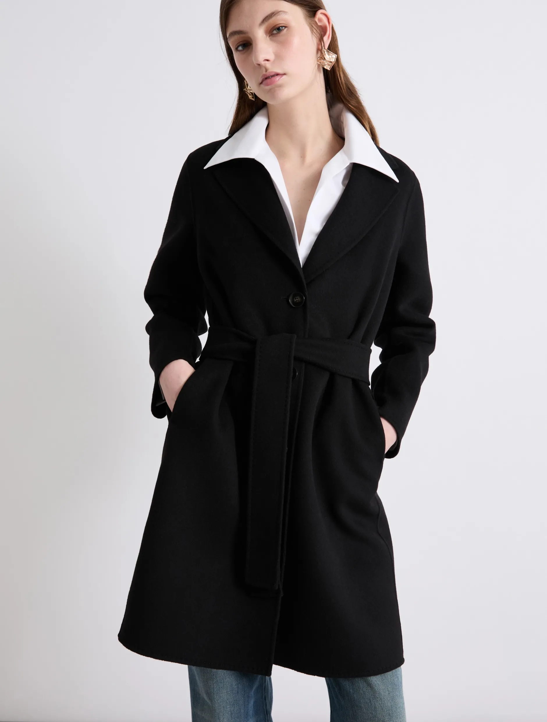 Cappotto monopetto in double - NERO