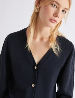 Cardigan aderente con scollo a V - BLU