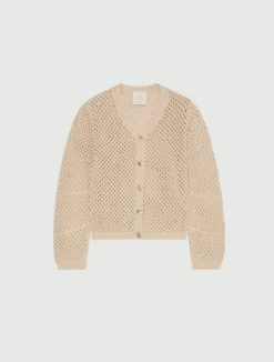 Cardigan a rete con strass - BIANCO LANA