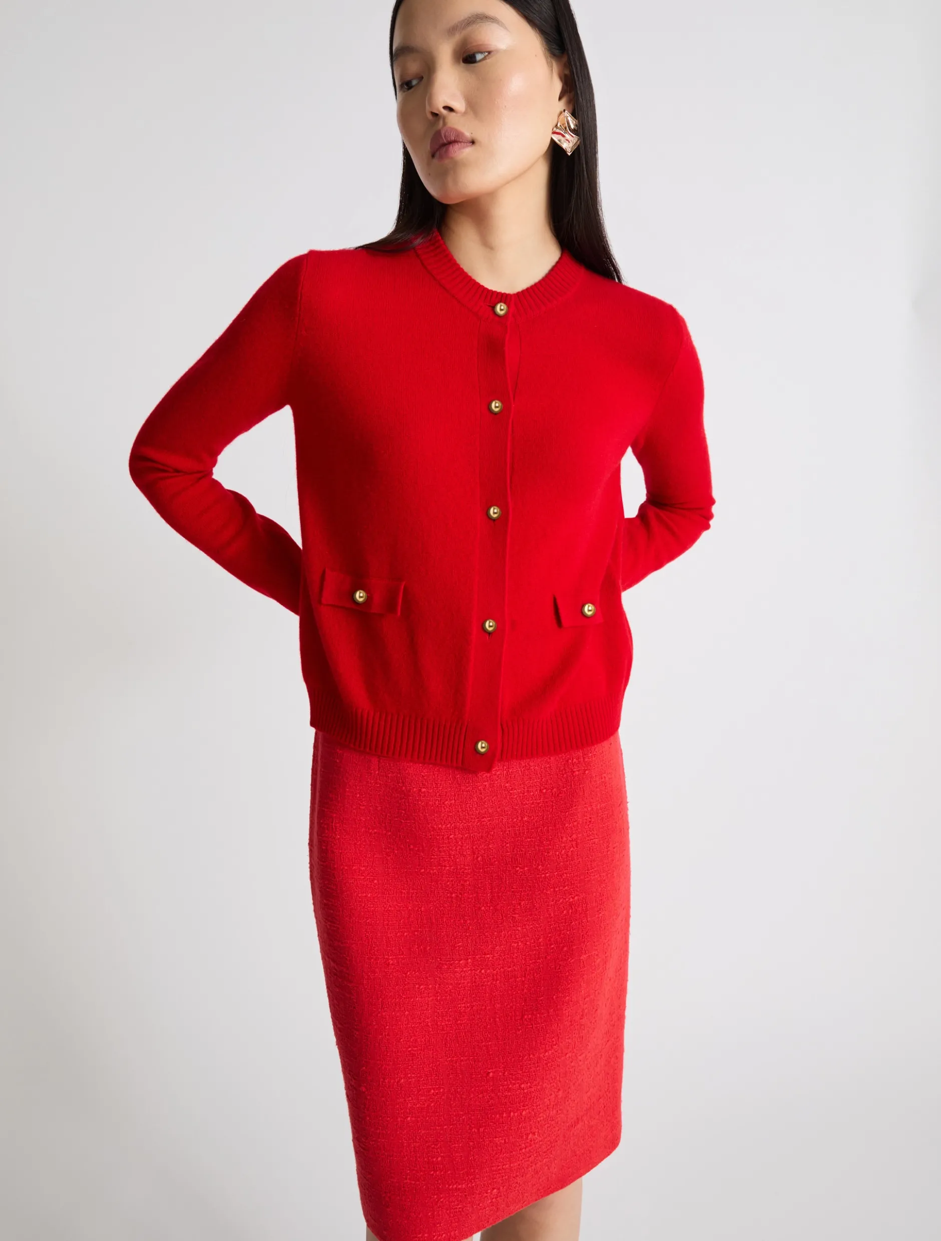 Cardigan in cashmere - ROSSO
