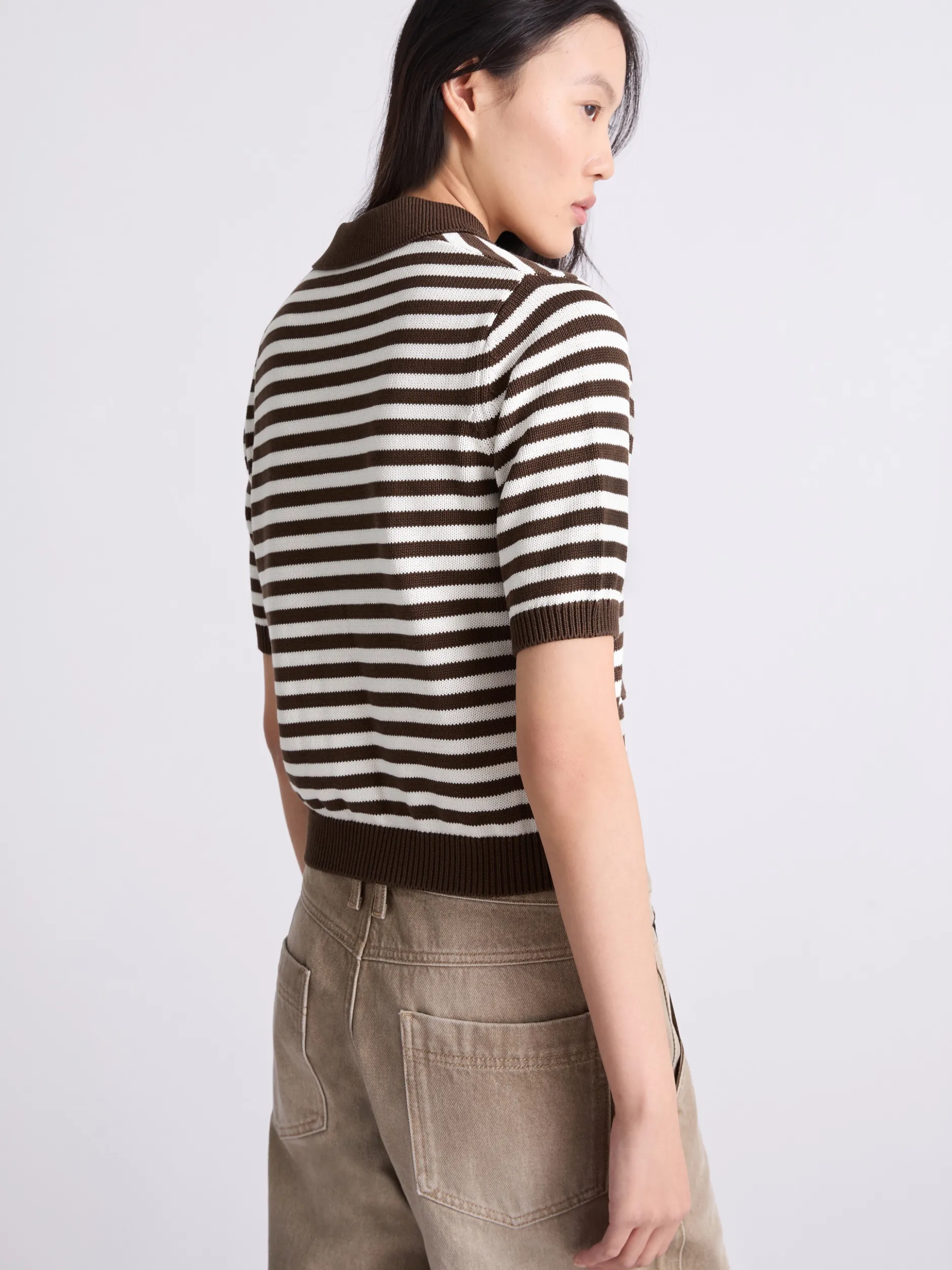 Cardigan in cotone e seta - MARRONE