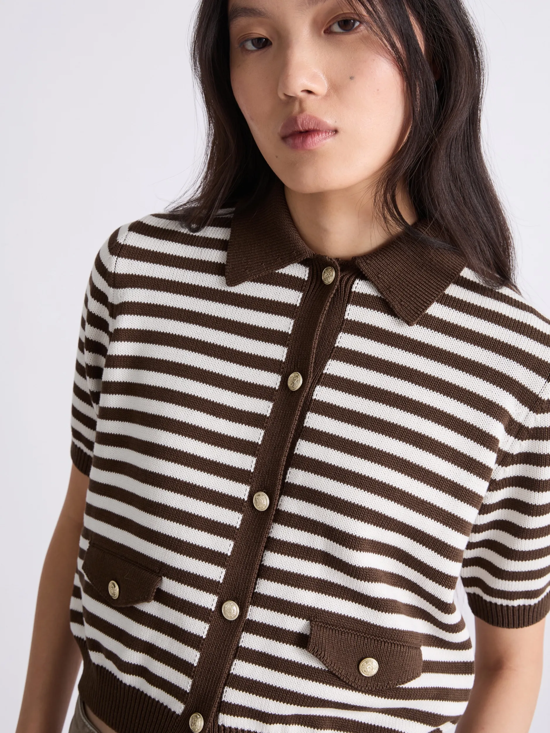 Cardigan in cotone e seta - MARRONE