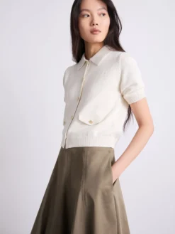 Cardigan in cotone e seta - PANNA