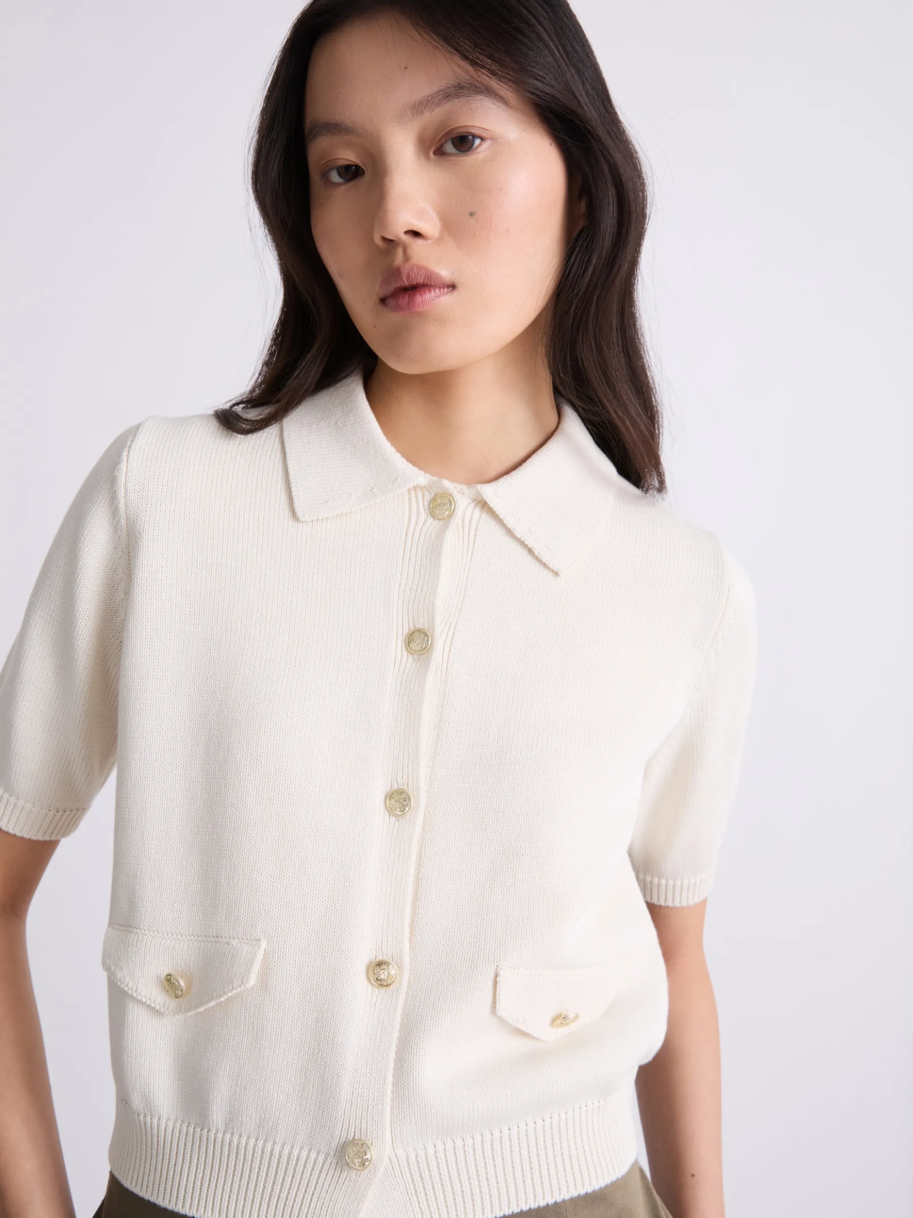 Cardigan in cotone e seta - PANNA