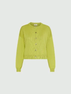 Cardigan in cotone girocollo - VERDE