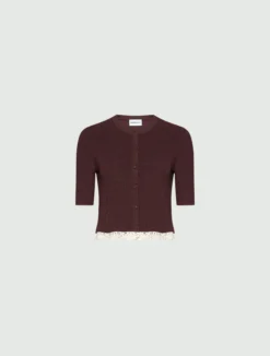 Cardigan in maglia di misto viscosa - MARRONE