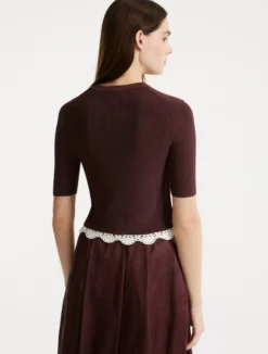 Cardigan in maglia di misto viscosa - MARRONE