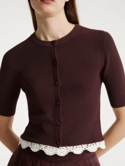 Cardigan in maglia di misto viscosa - MARRONE