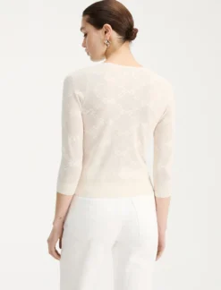 Cardigan in maglia pizzo ultra light - PANNA