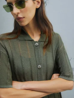 Cardigan in viscosa a maniche corte - VERDE
