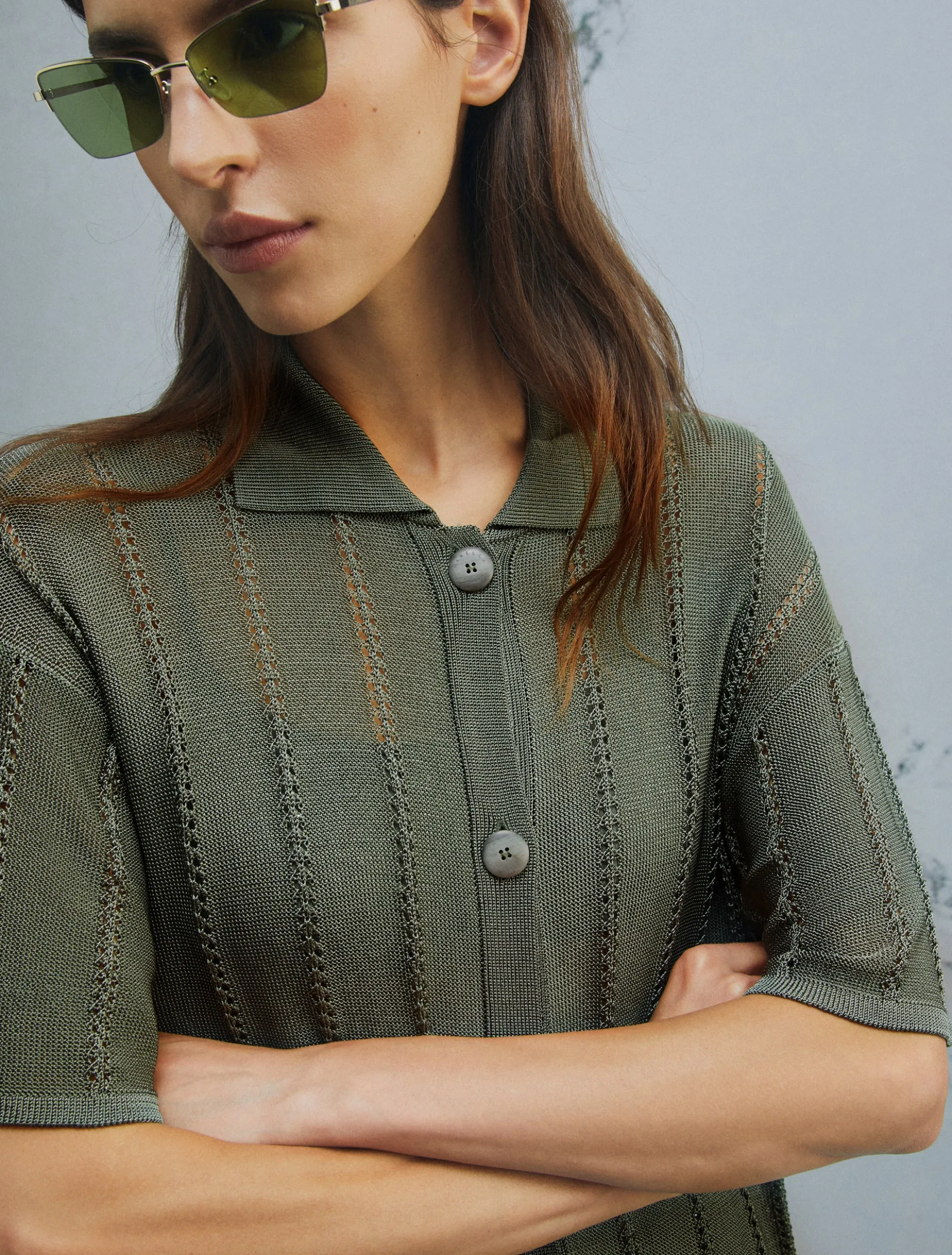 Cardigan in viscosa a maniche corte - VERDE