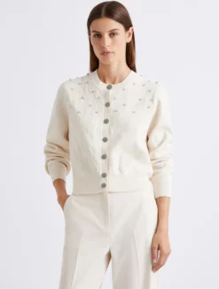 Cardigan in viscosa e cotone - PANNA