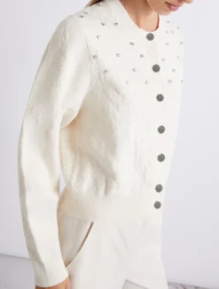 Cardigan in viscosa e cotone - PANNA