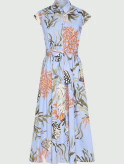 Chemisier in cotone stretch - AZZURRO