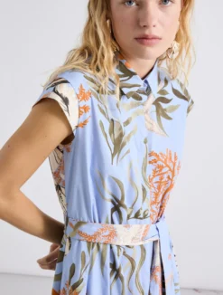 Chemisier in cotone stretch - AZZURRO