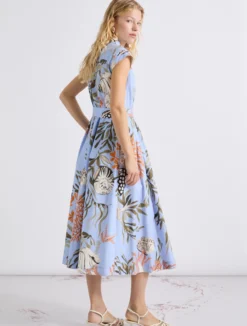 Chemisier in cotone stretch - AZZURRO