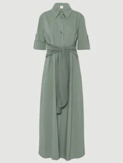 Chemisier in lino e viscosa stretch - VERDE