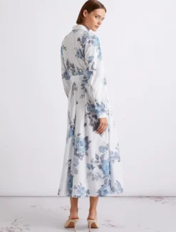 Chemisier in popeline di cotone stretch - AZZURRO
