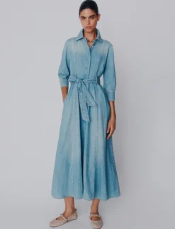 Chemisier lungo in denim fluido - BLUE JEANS