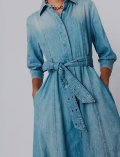 Chemisier lungo in denim fluido - BLUE JEANS