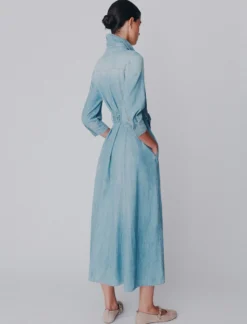 Chemisier lungo in denim fluido - BLUE JEANS